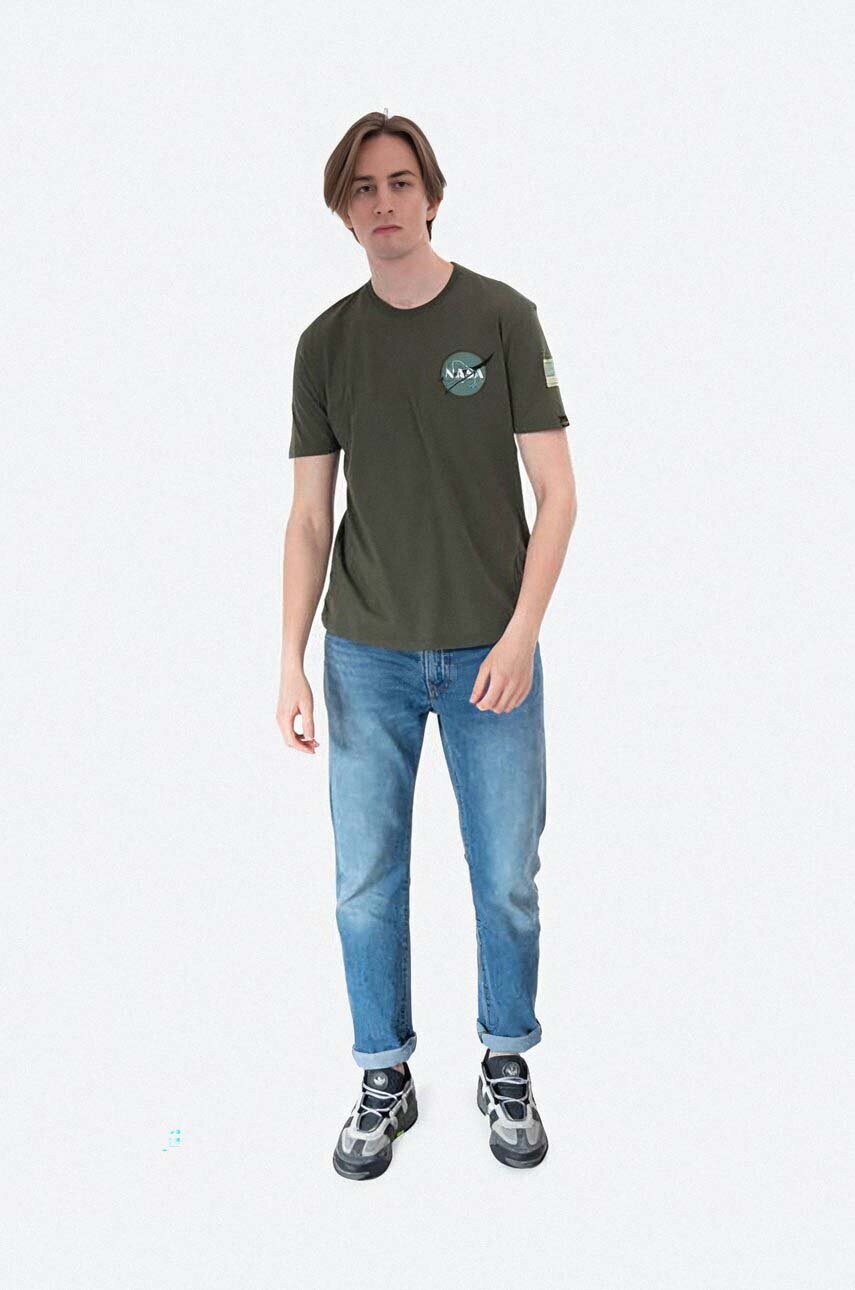 Бавовняна футболка Alpha Industries колір зелений однотонний 176507.257-green