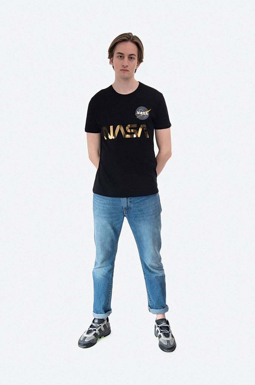 Бавовняна футболка Alpha Industries колір чорний з принтом 178501.365-black