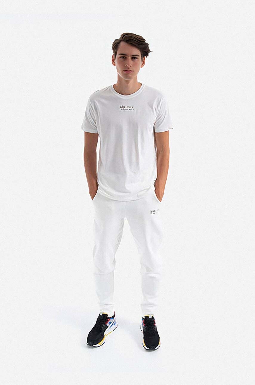 Бавовняна футболка Alpha Industries колір білий з принтом 118529.626-white