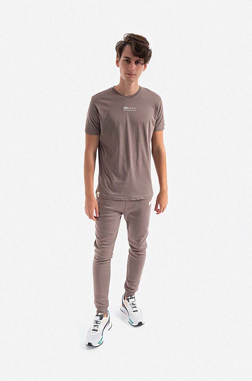 Бавовняна футболка Alpha Industries колір сірий з принтом 118529.628-grey
