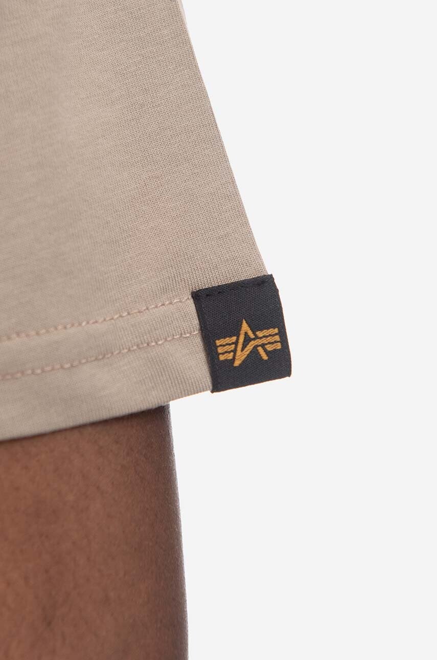 Бавовняна футболка Alpha Industries Basic T Small Logo 188505 679 колір бежевий однотонна 188505.679-beige