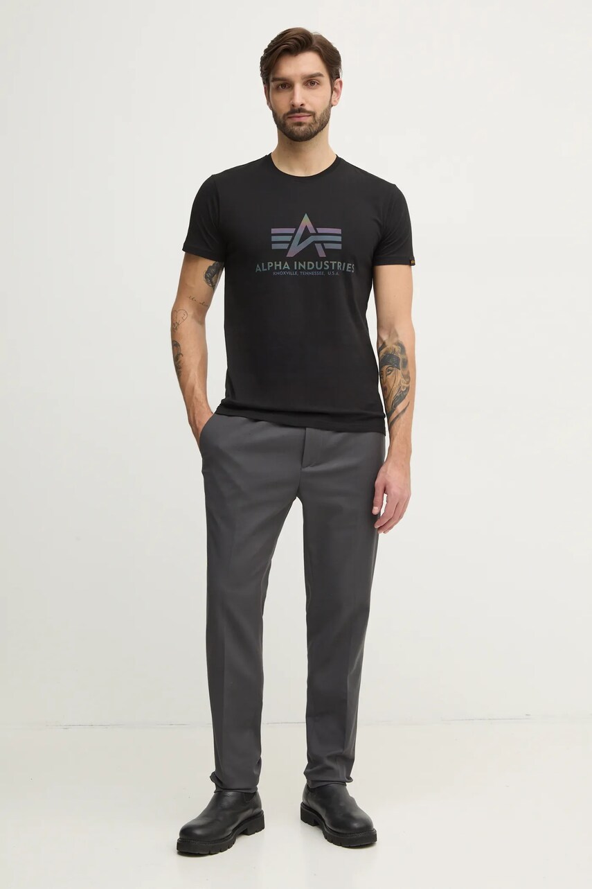 Бавовняна футболка Alpha Industries колір чорний з принтом 100501RR.03-black