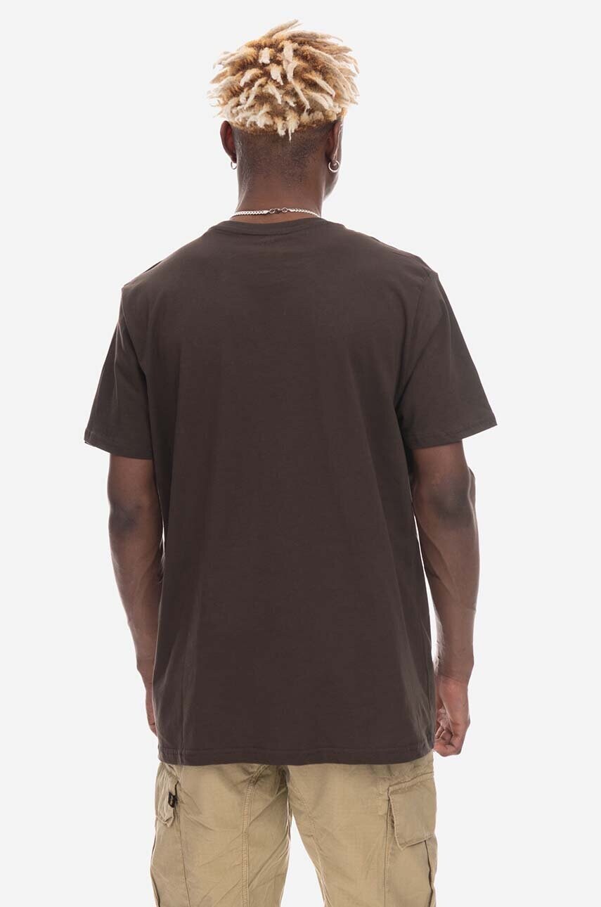 Бавовняна футболка Alpha Industries Basic колір коричневий з принтом 100501.413-brown