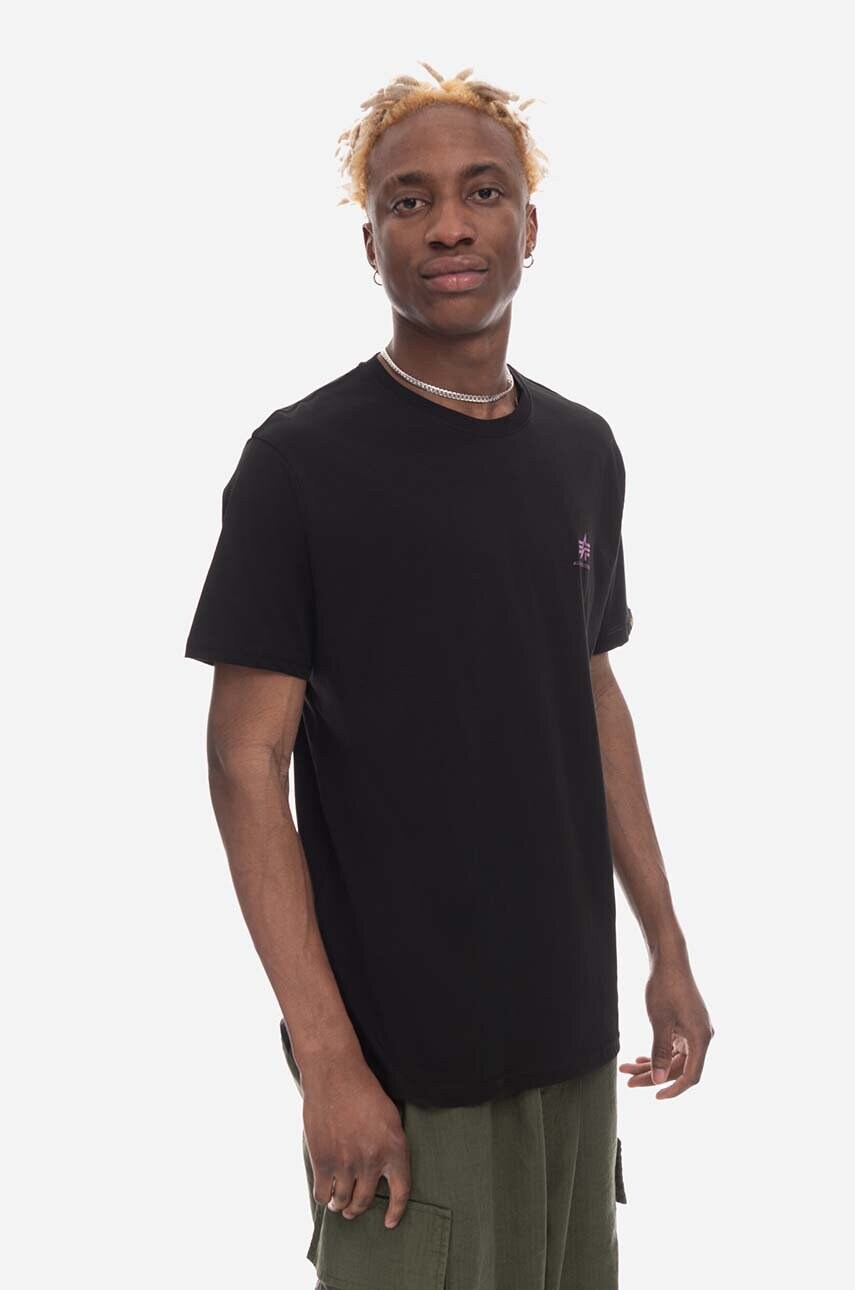 Бавовняна футболка Alpha Industries колір чорний з принтом 128507.682-black