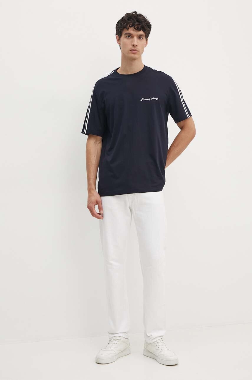 Бавовняна футболка Armani Exchange чоловіча колір синій з аплікацією 8NZTSG ZJ9AZ