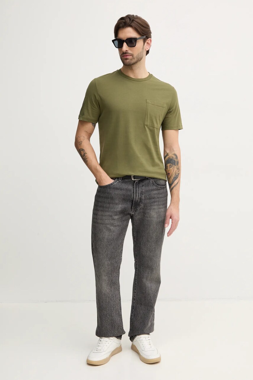 Бавовняна футболка United Colors of Benetton чоловіча колір зелений однотонна 3BL0U10A8