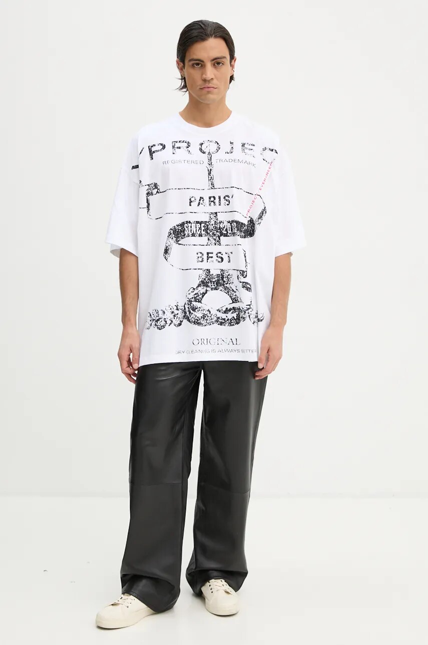 Бавовняна футболка Y/Project EVERGREEN PARIS' BEST PINCHED T-SHIRT колір білий з принтом 204TS002