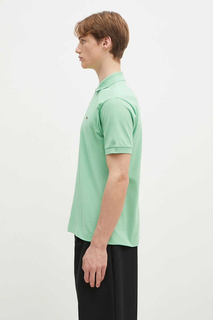 Бавовняне поло Lacoste колір зелений однотонний L1212-001