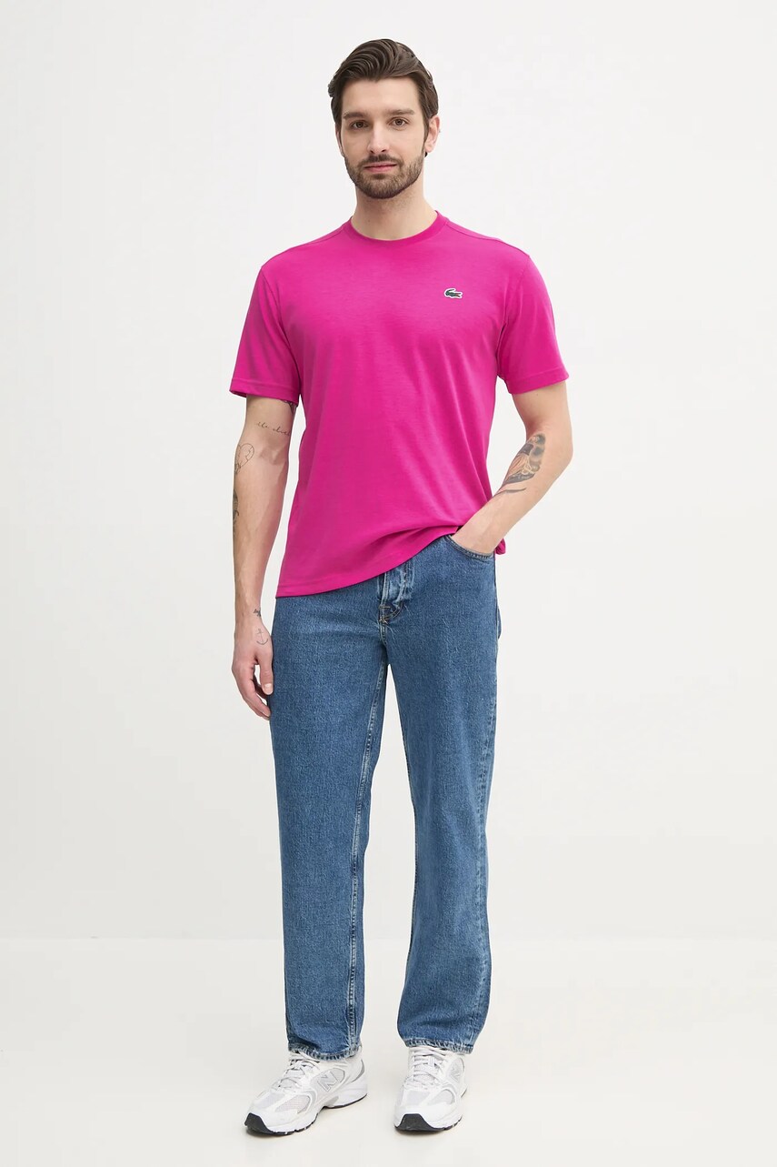 Футболка Lacoste чоловічий колір фіолетовий однотонний