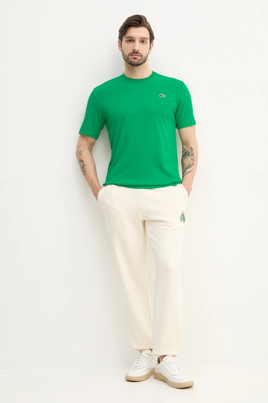 Футболка Lacoste чоловічий колір зелений однотонний