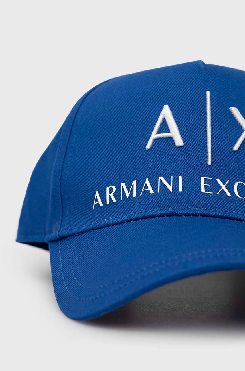 Бавовняна шапка Armani Exchange колір чорний з аплікацією