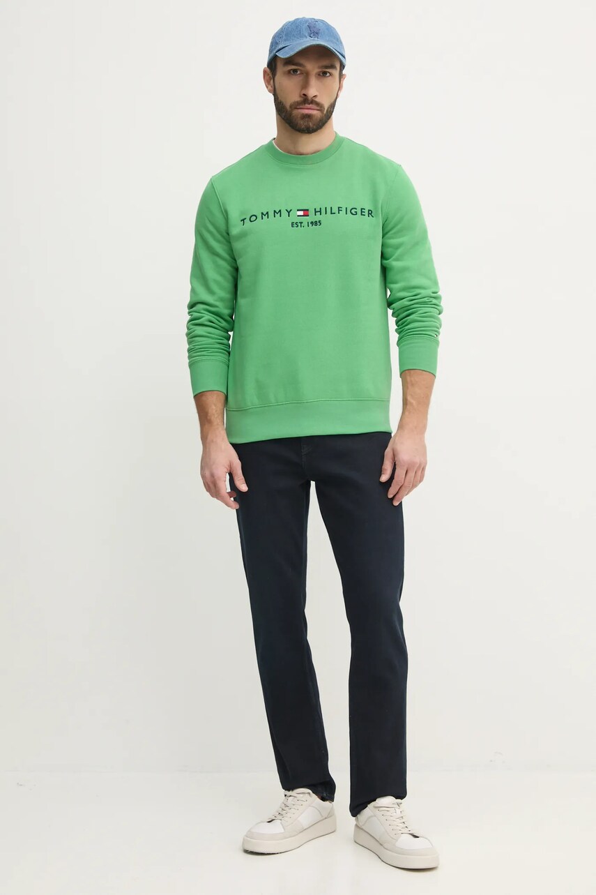 Кофта Tommy Hilfiger чоловіча колір зелений з аплікацією