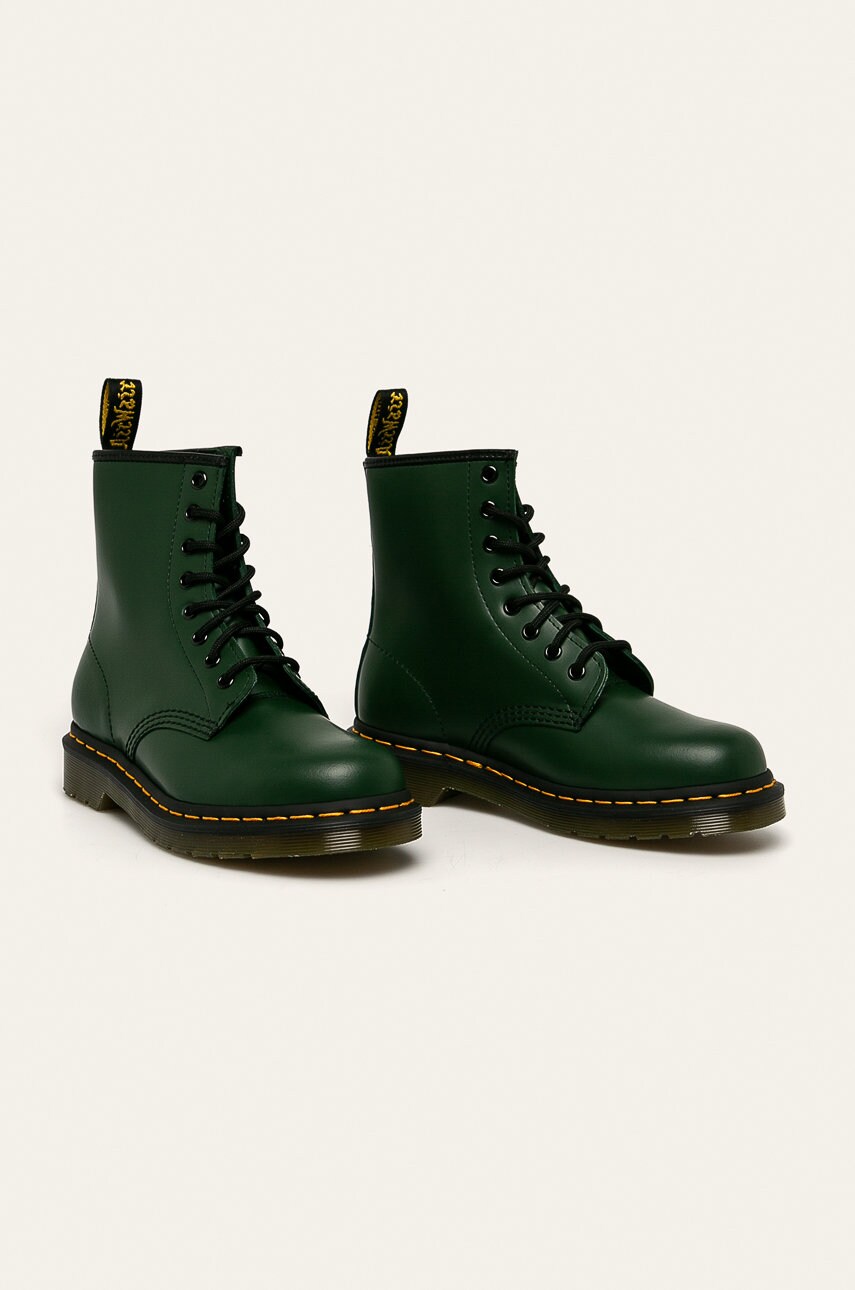 Шкіряні черевики Dr. Martens 1460 жіночі колір зелений на плоскому каблуці 11822203