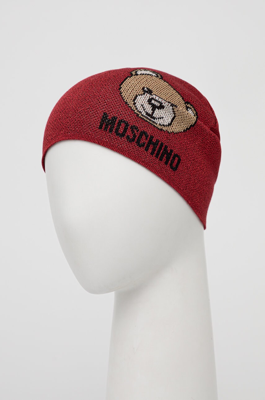 Купити Шапка Moschino колір червоний з тонкого трикотажу – головне зображення