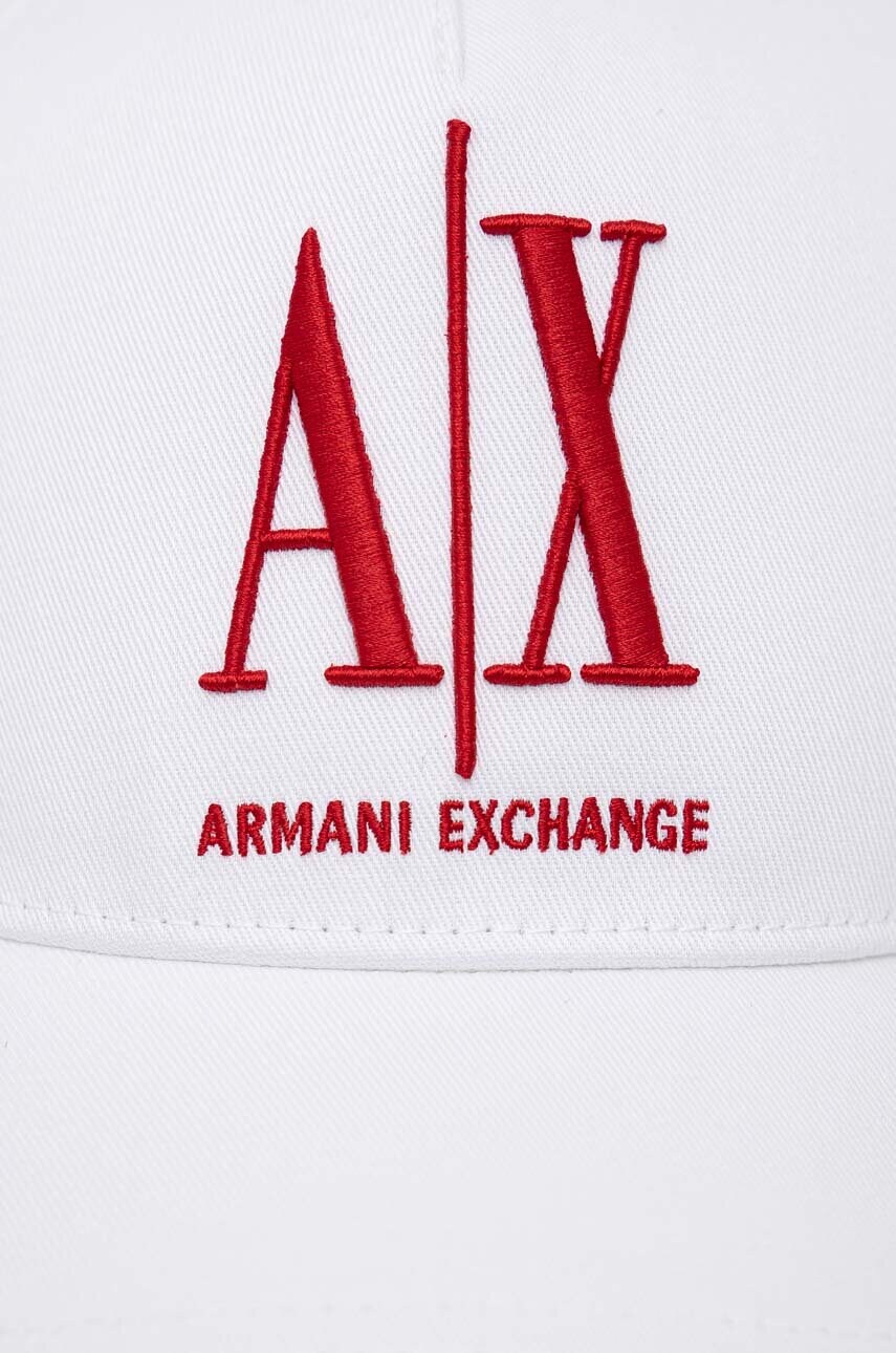 Бавовняна бейсболка Armani Exchange колір білий з аплікацією