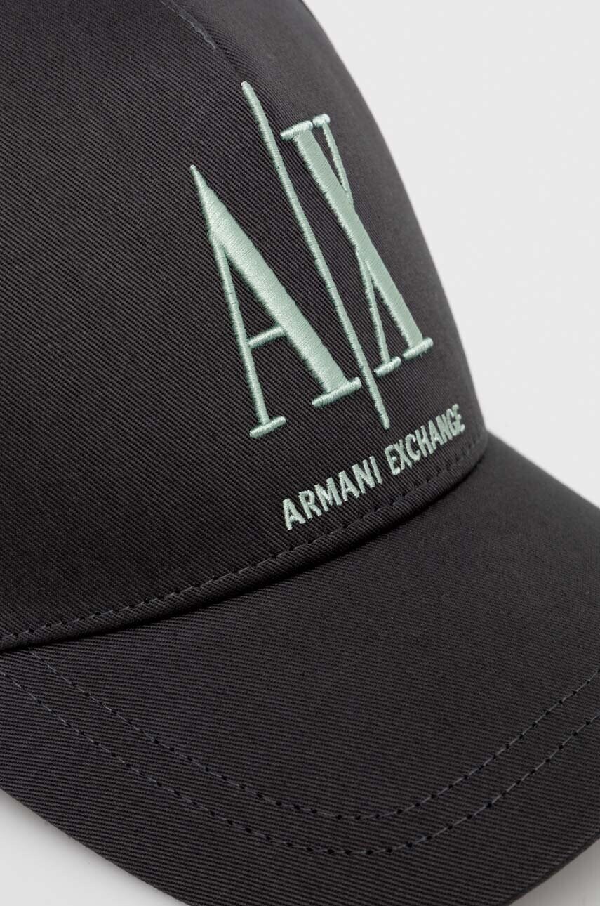 Бавовняна бейсболка Armani Exchange колір чорний з аплікацією