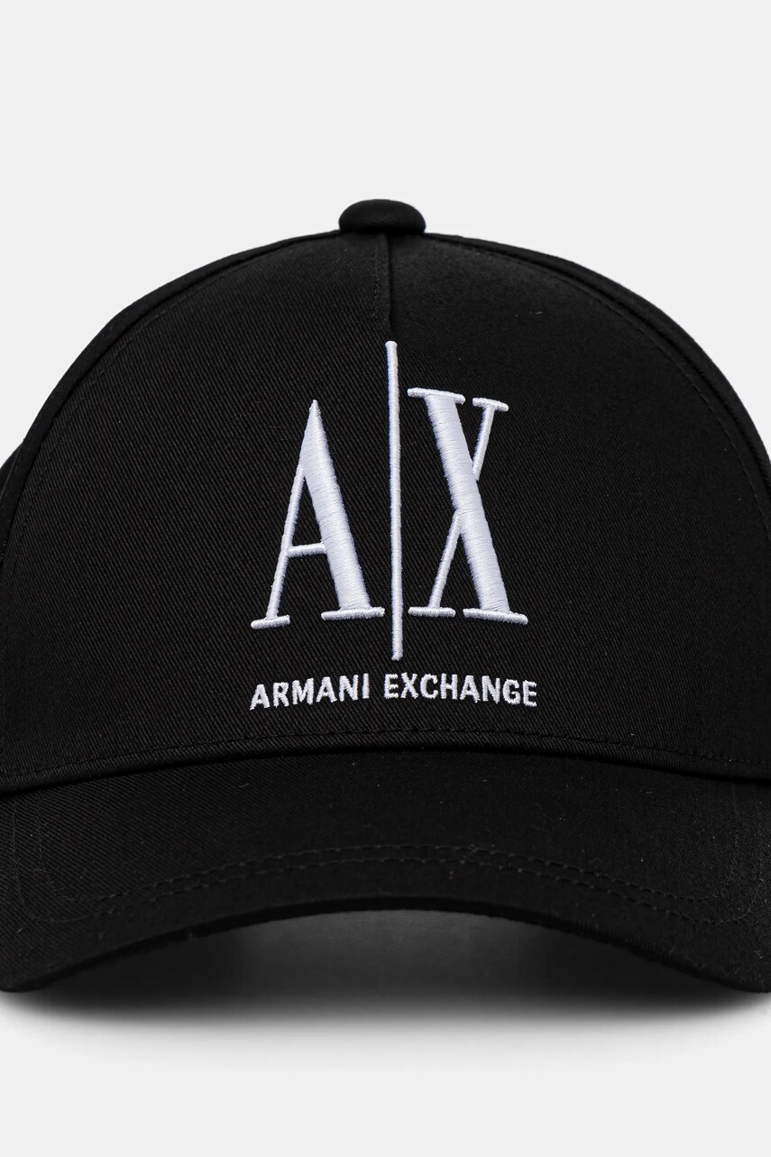 Бавовняна бейсболка Armani Exchange колір чорний з аплікацією