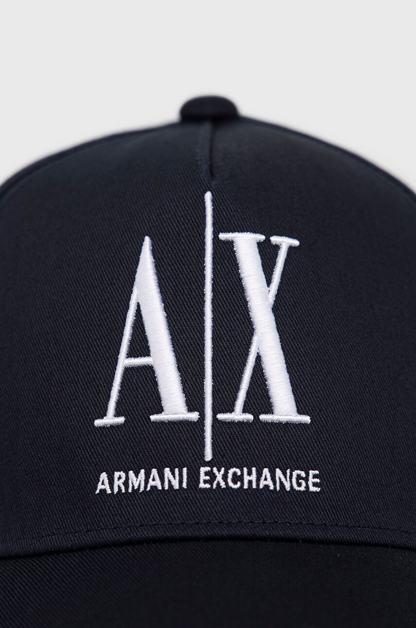 Бавовняна бейсболка Armani Exchange колір синій з аплікацією