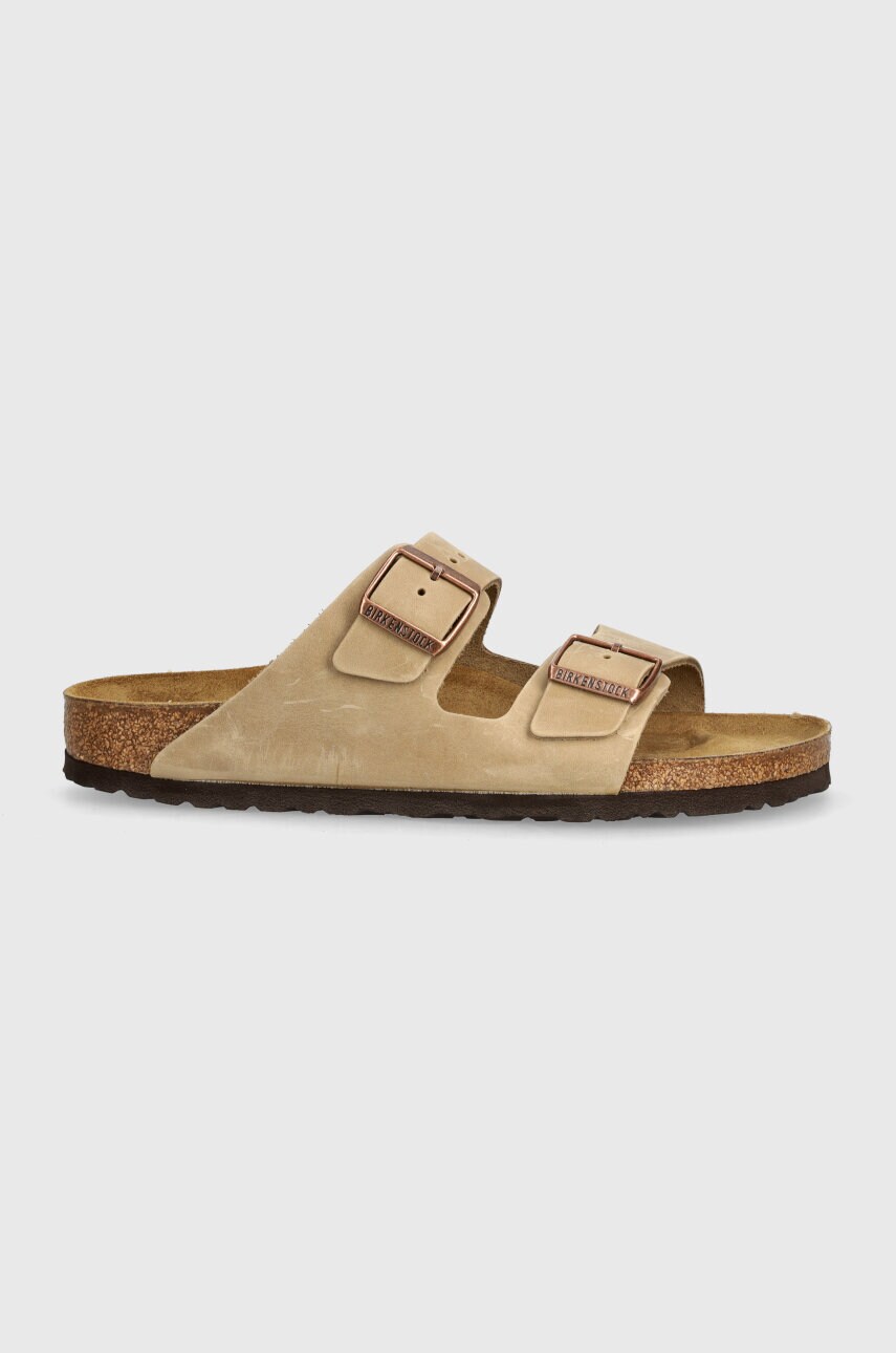 Шльопанці з нубуку Birkenstock Arizona колір коричневий