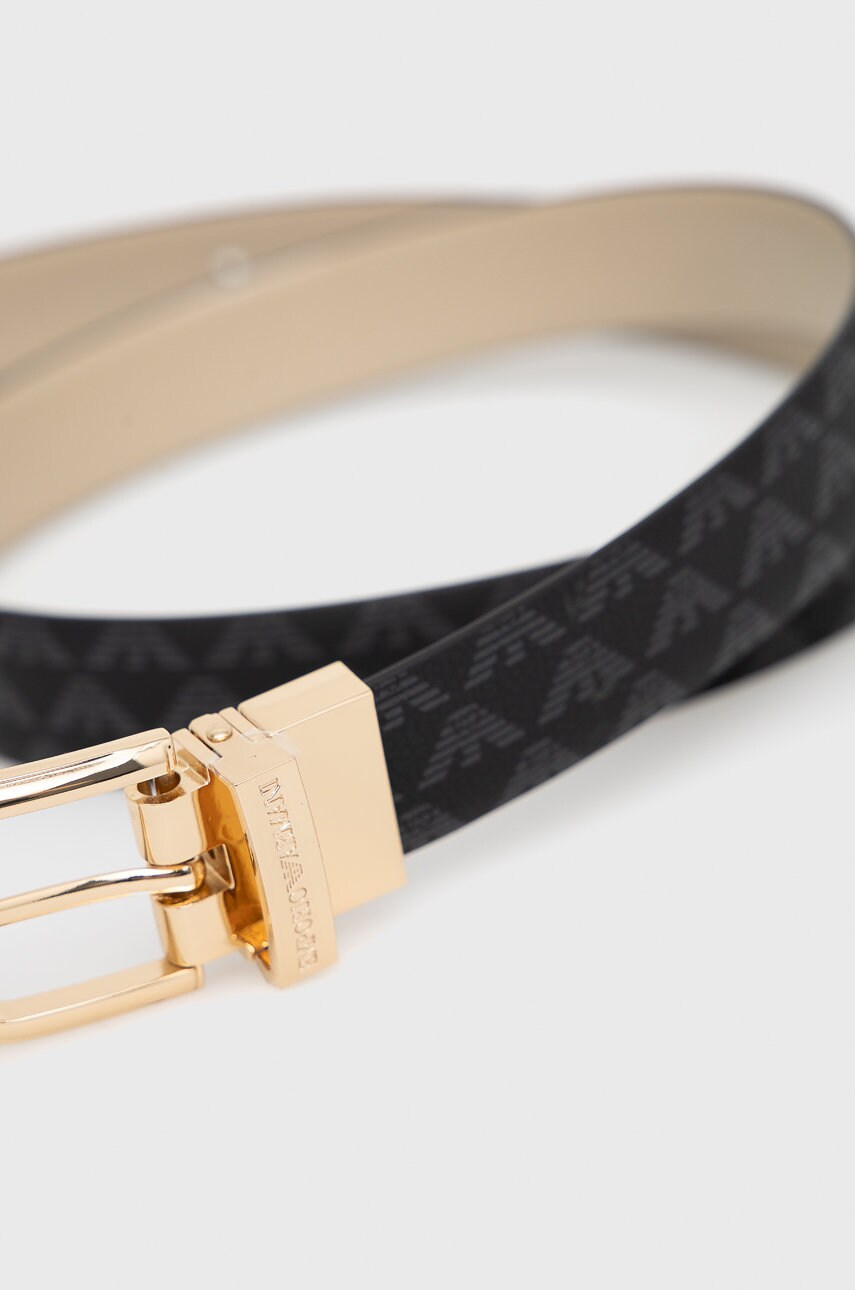 Двосторонній шкіряний ремінь Emporio Armani жіночий колір чорний