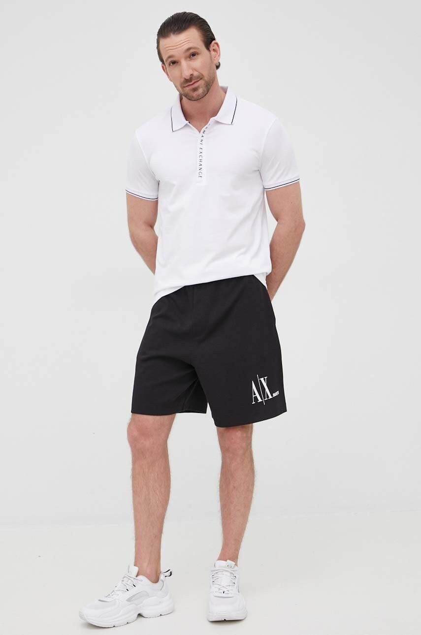 Поло Armani Exchange колір білий з принтом