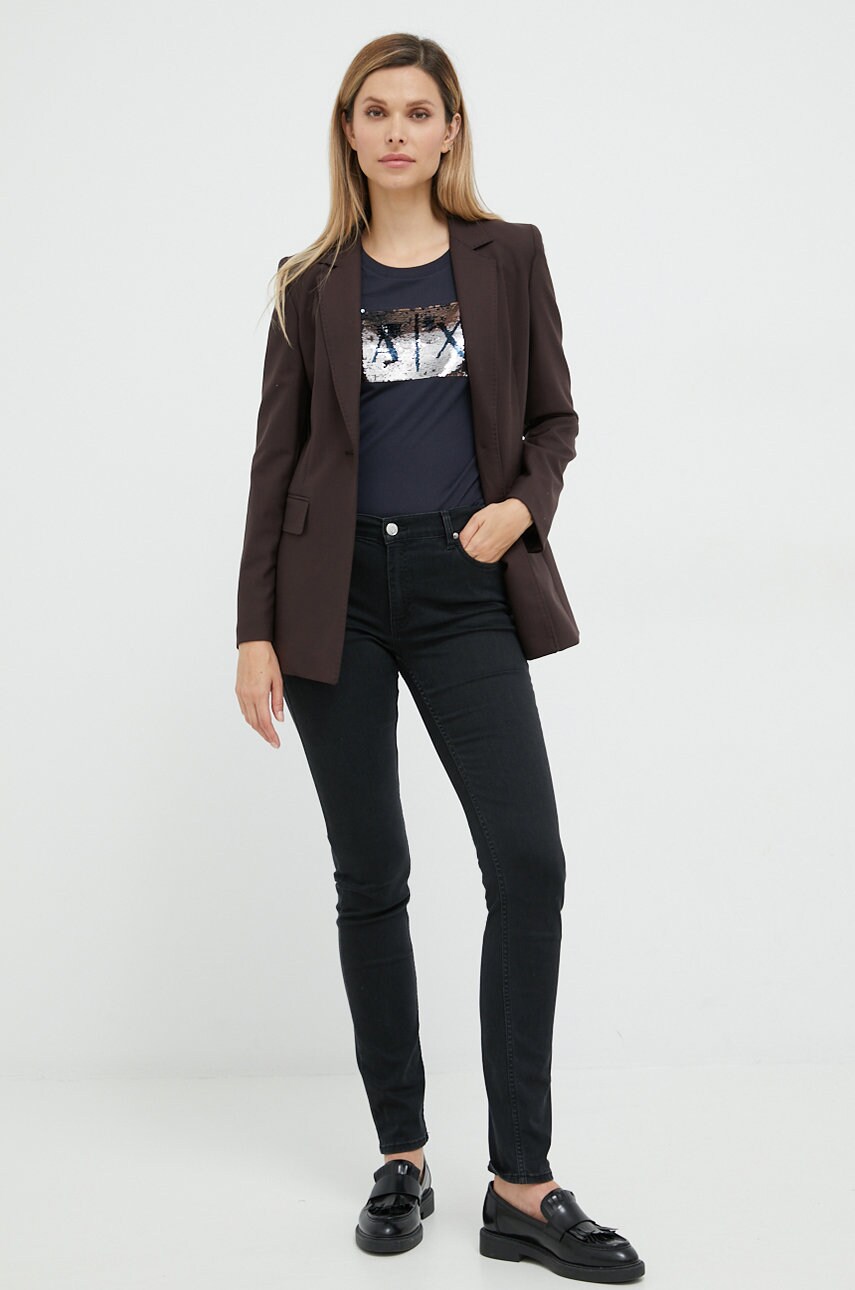Бавовняна футболка Armani Exchange жіноча колір синій 8NYTDL YJ73Z