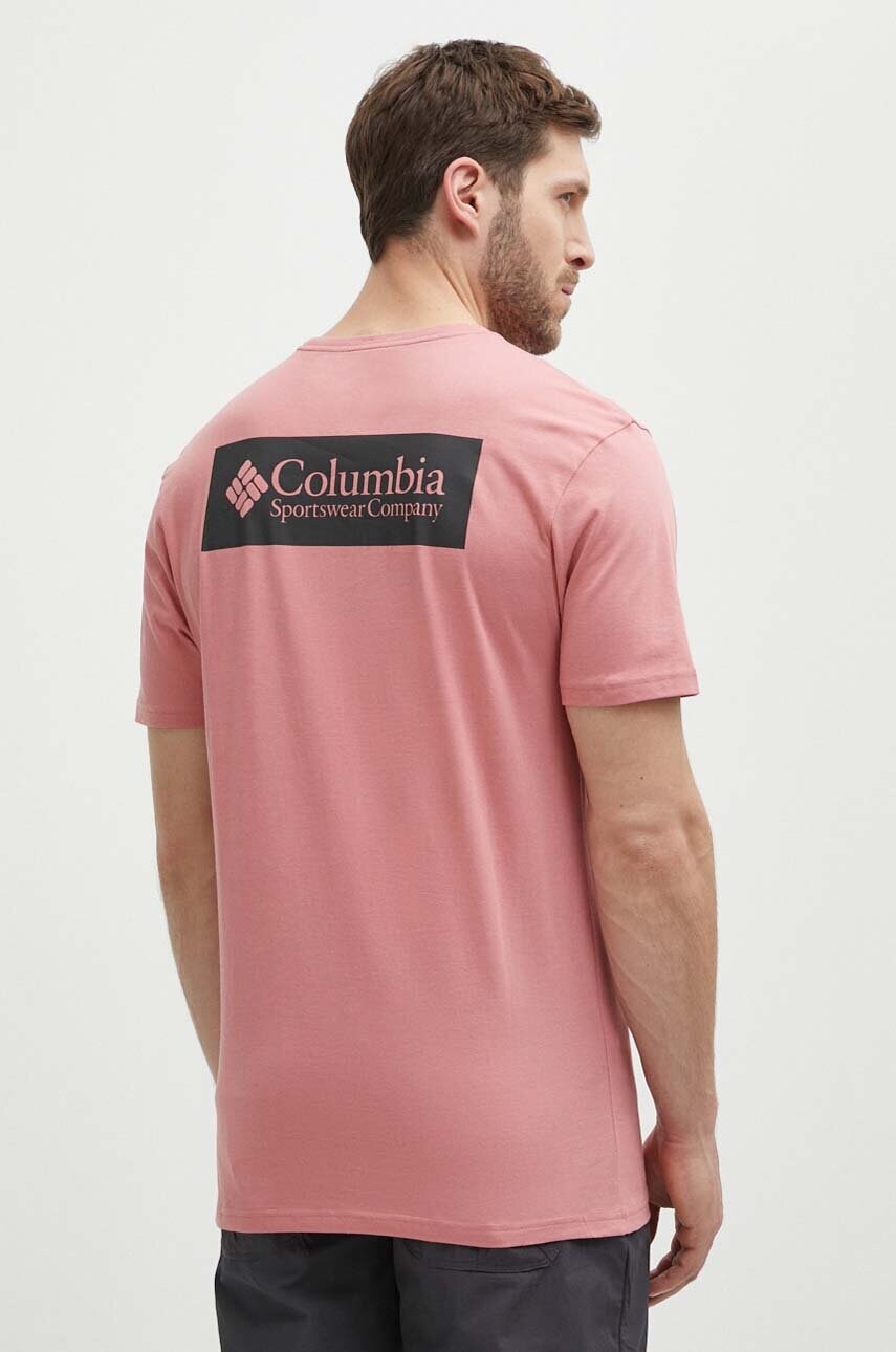 Бавовняна футболка Columbia North Cascades колір рожевий з принтом