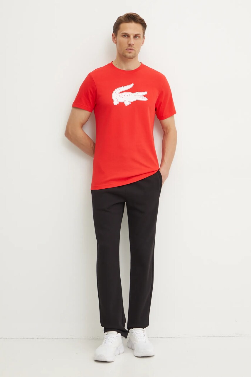 Футболка Lacoste чоловічий колір червоний з принтом