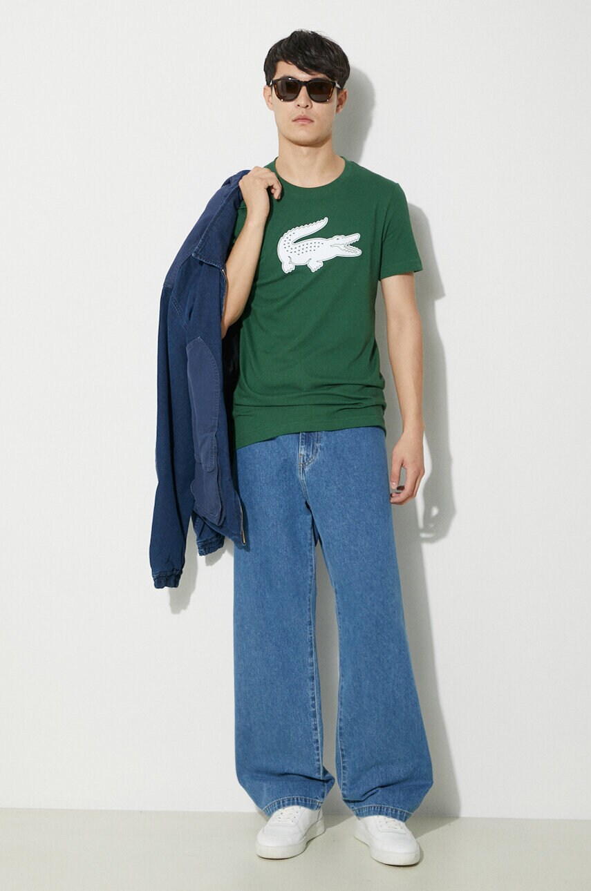Футболка Lacoste чоловіча колір зелений з принтом