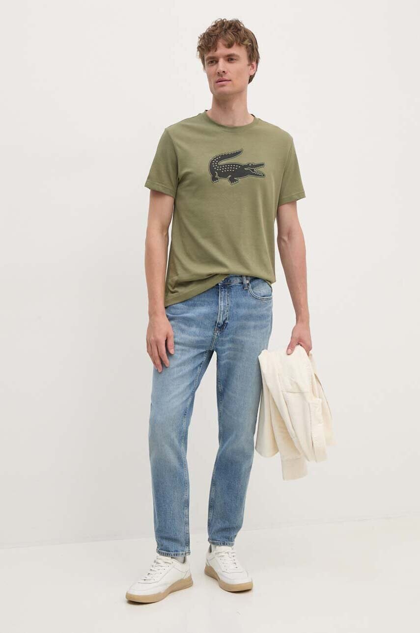 Футболка Lacoste чоловічий колір зелений з принтом
