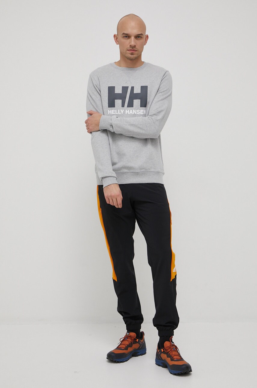 Бавовняна кофта Helly Hansen чоловіча колір сірий з принтом 34000