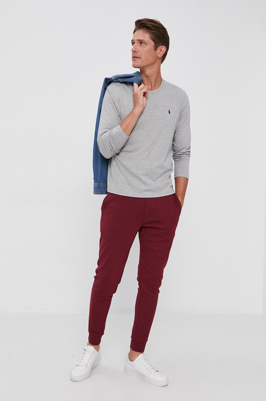 Лонгслів Polo Ralph Lauren чоловічий колір сірий гладкий