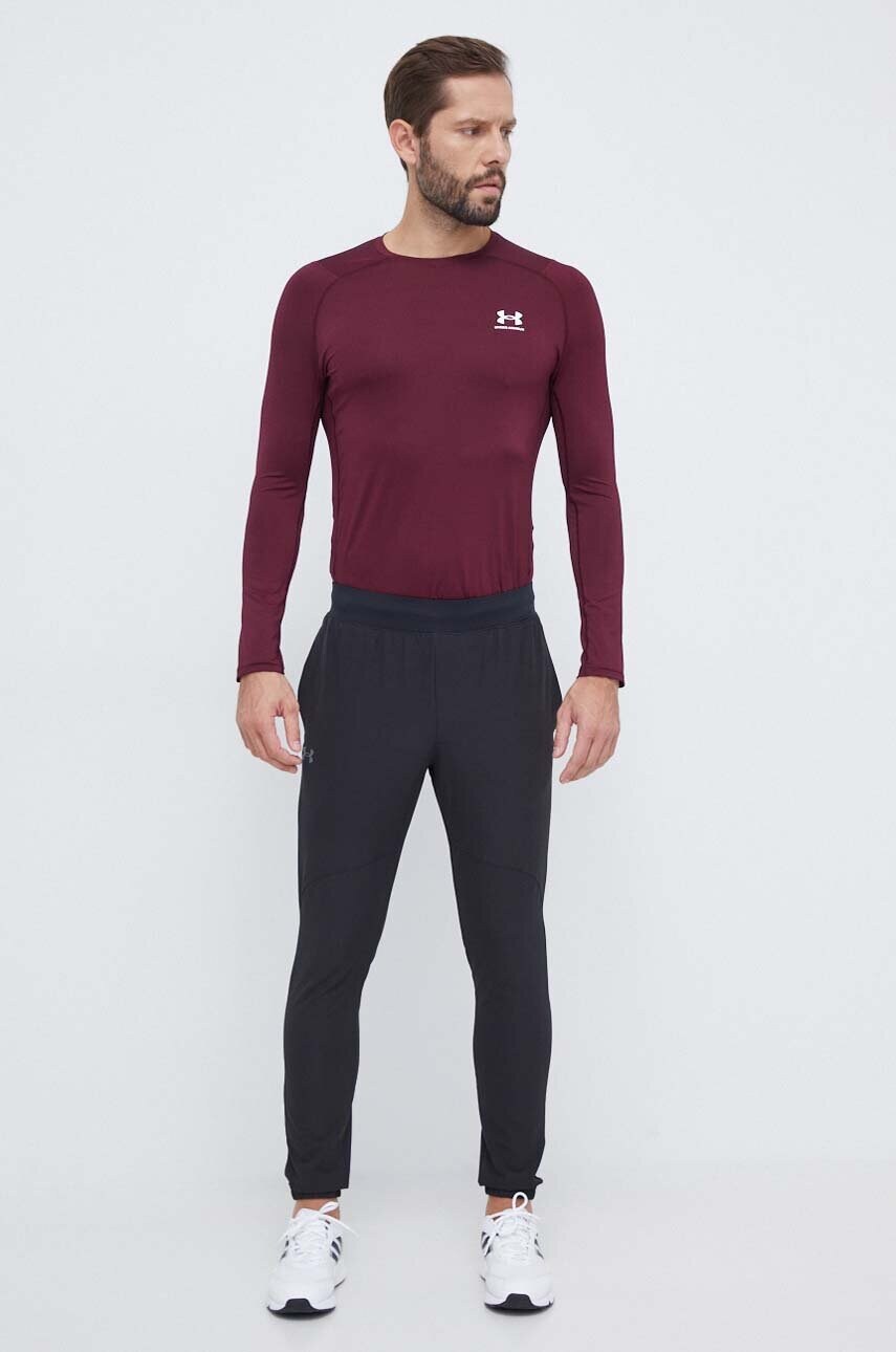 Лонгслів для тренувань Under Armour колір бордовий однотонний