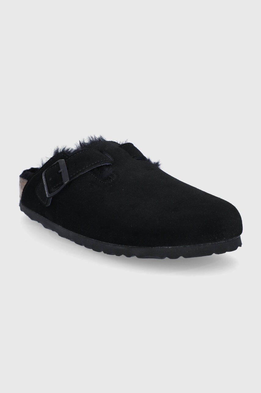 Замшеві тапочки Birkenstock Boston колір чорний 259883