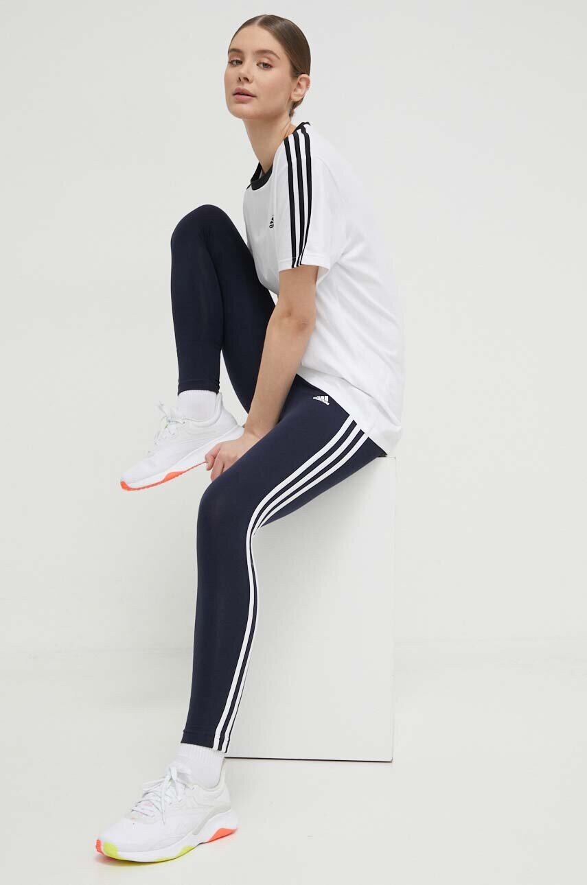 Легінси adidas жіночі колір синій гладкі