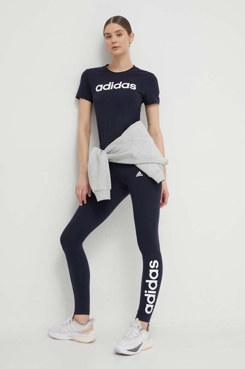 Легінси adidas жіночі колір синій з принтом