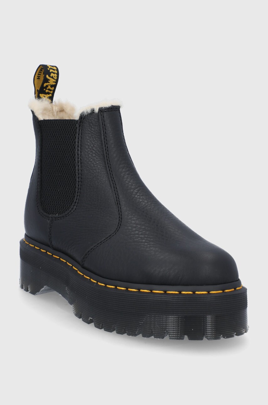Шкіряні черевики Dr. Martens Quad FL жіночі колір чорний на платформі утеплене 25635001-Black.Pisa