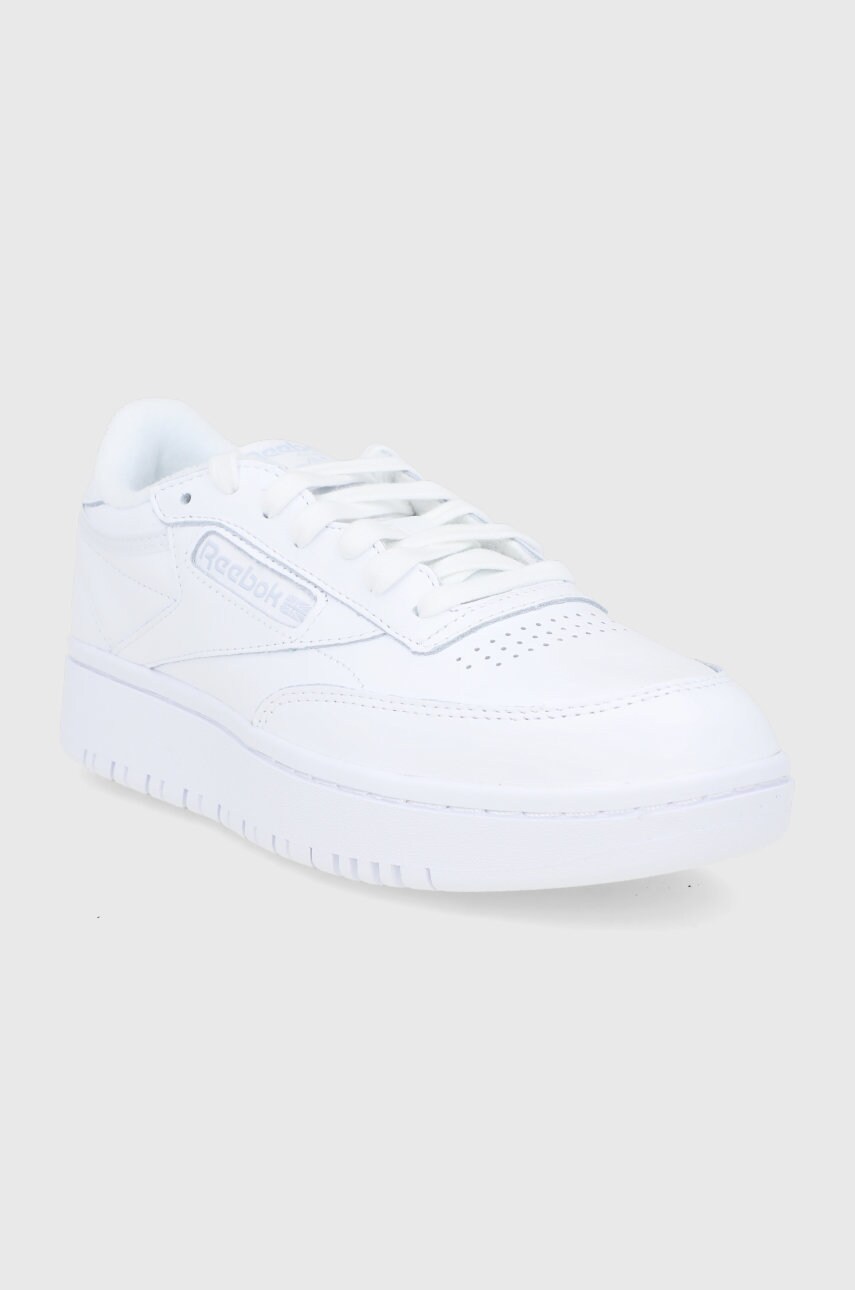 Шкіряні черевики Reebok Classic Club C Double GW0854 колір білий на плоскому ходу GW0854.100006321-WHT/GRY