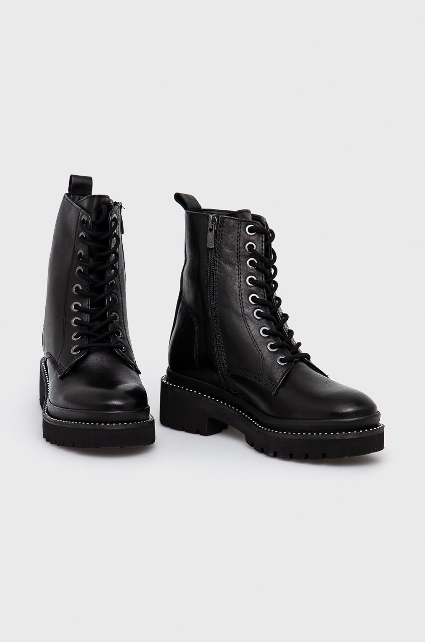 Шкіряні черевики Aldo жіночі колір чорний на плоскому ходу