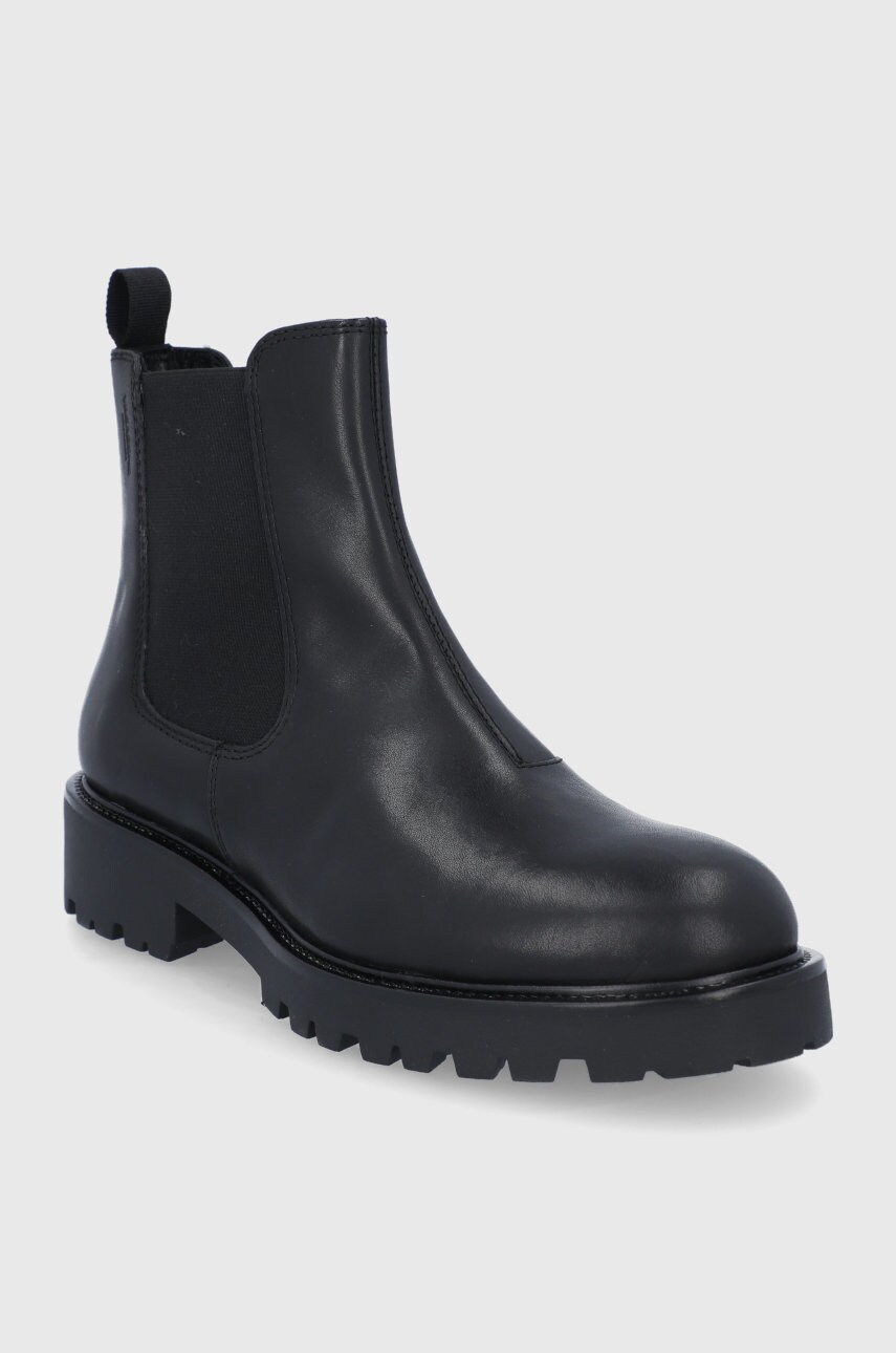 Шкіряні черевики Vagabond Shoemakers жіночі колір чорний на плоскому ходу