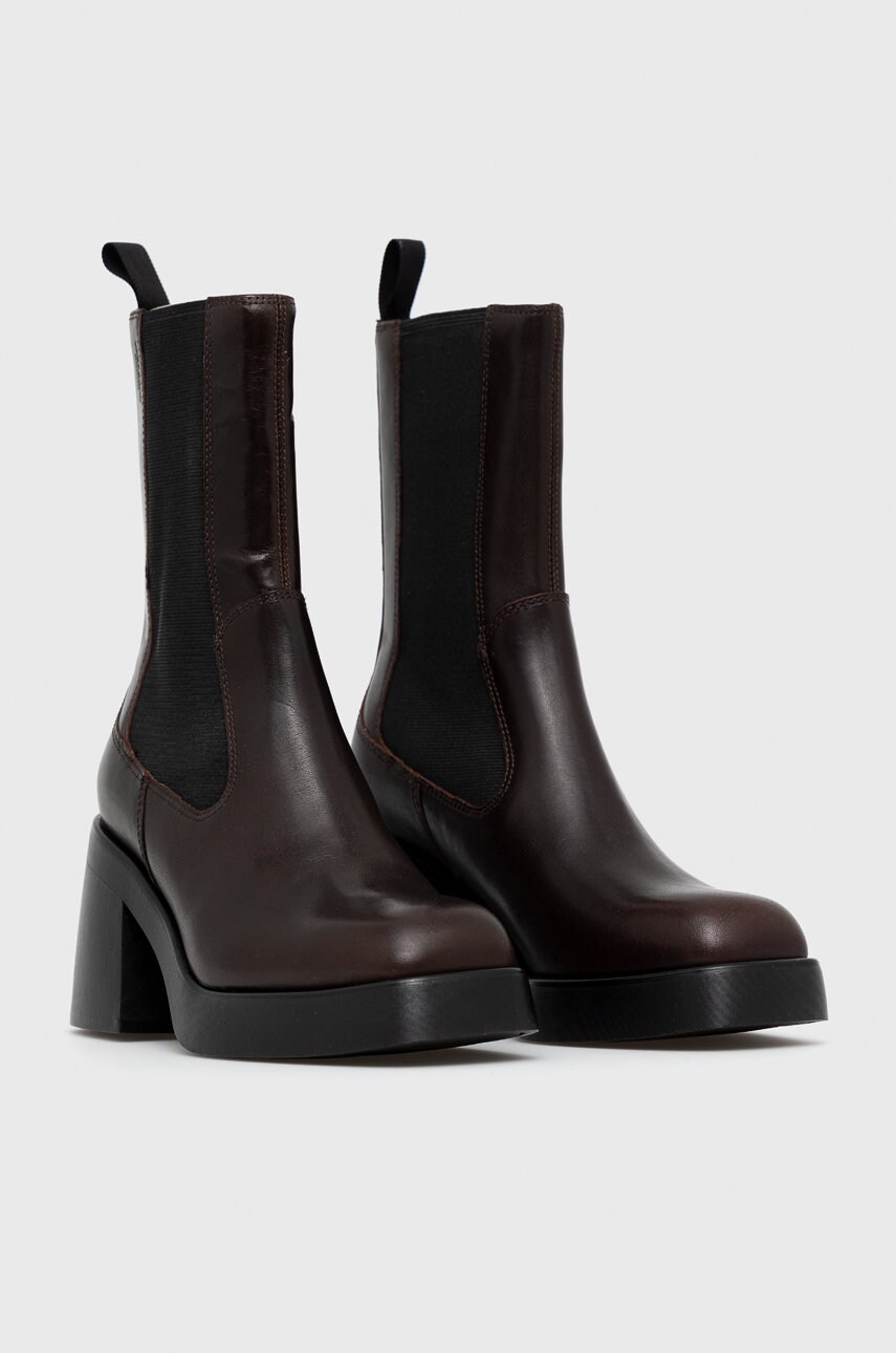 Шкіряні черевики Vagabond Shoemakers жіночі колір коричневий каблук блок