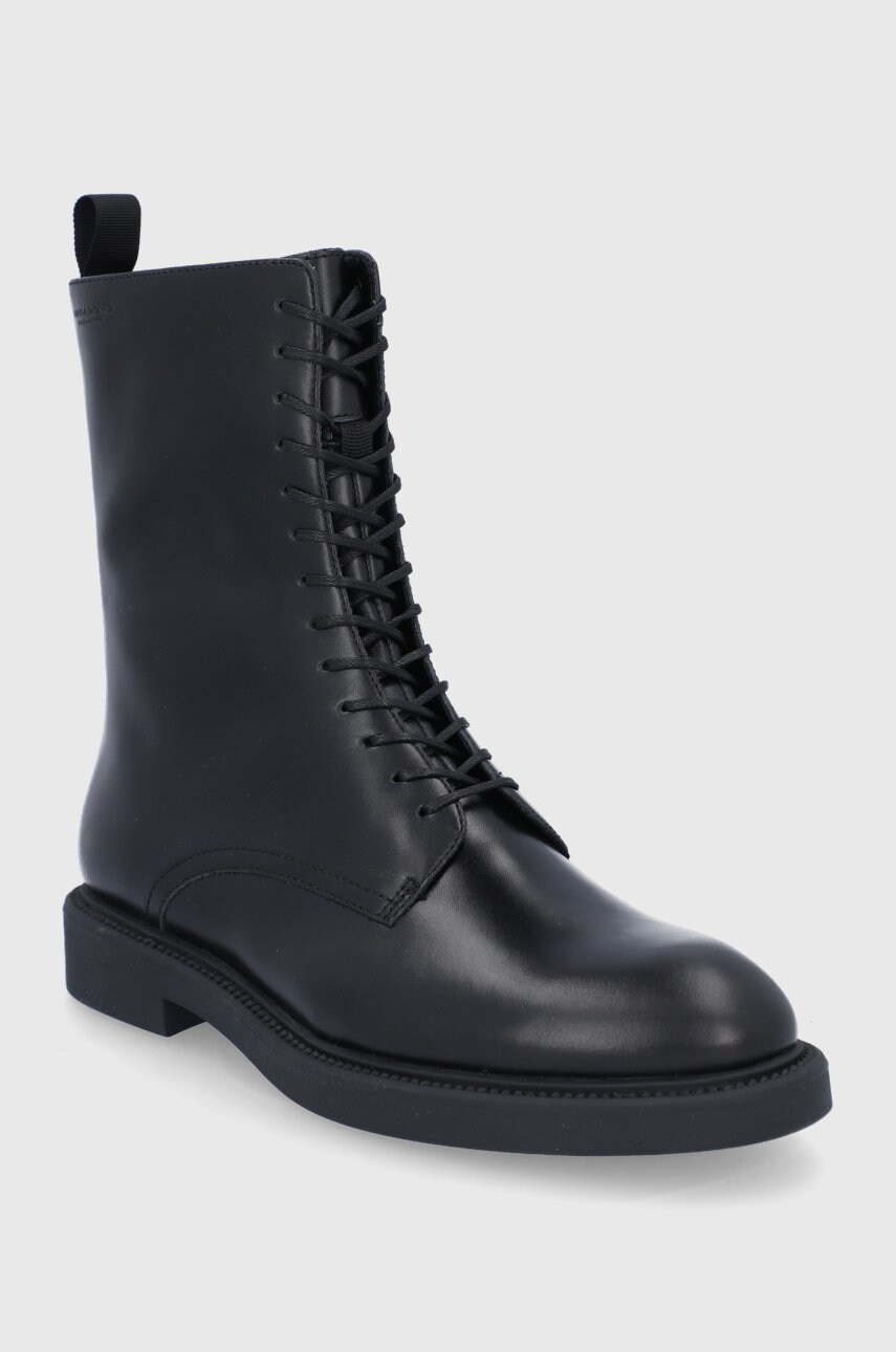 Шкіряні черевики Vagabond Shoemakers жіночі колір чорний на плоскому ходу