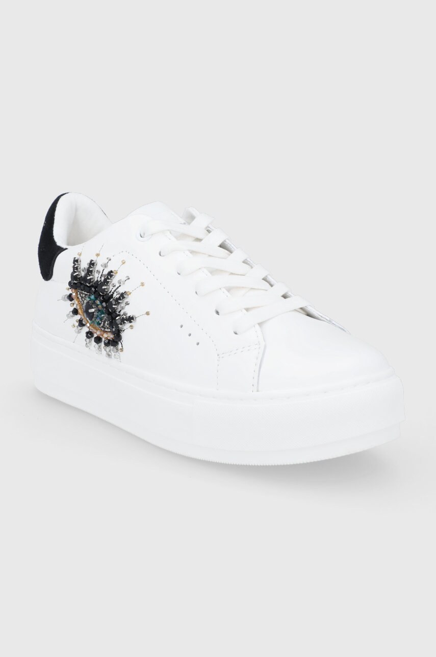 Шкіряні черевики Kurt Geiger London Laney Eya колір білий на платформі 8487310109