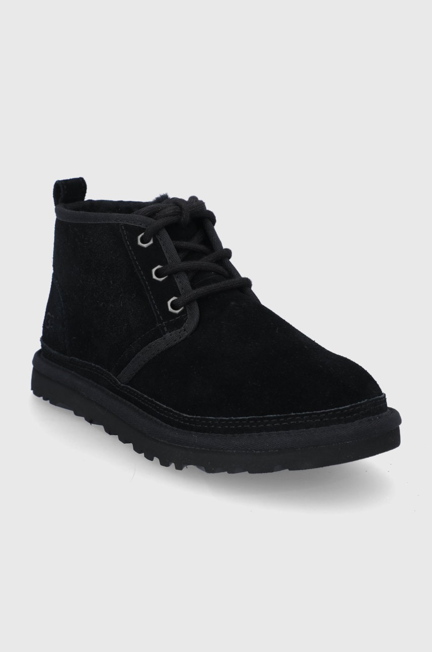 Замшеві черевики UGG Neumel жіночі колір чорний на плоскому ходу утеплене 1094269.BLK-BLK