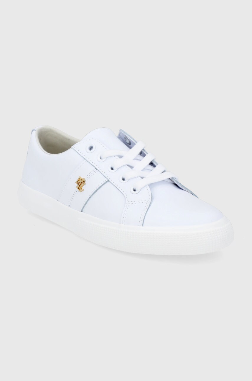 Шкіряні черевики Lauren Ralph Lauren Janson II колір білий на плоскому ходу 802830937006