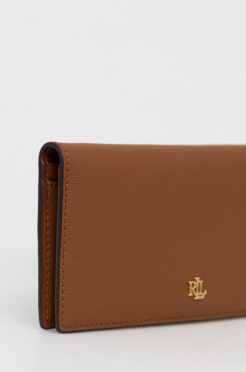 Шкіряний гаманець Lauren Ralph Lauren жіночий колір коричневий