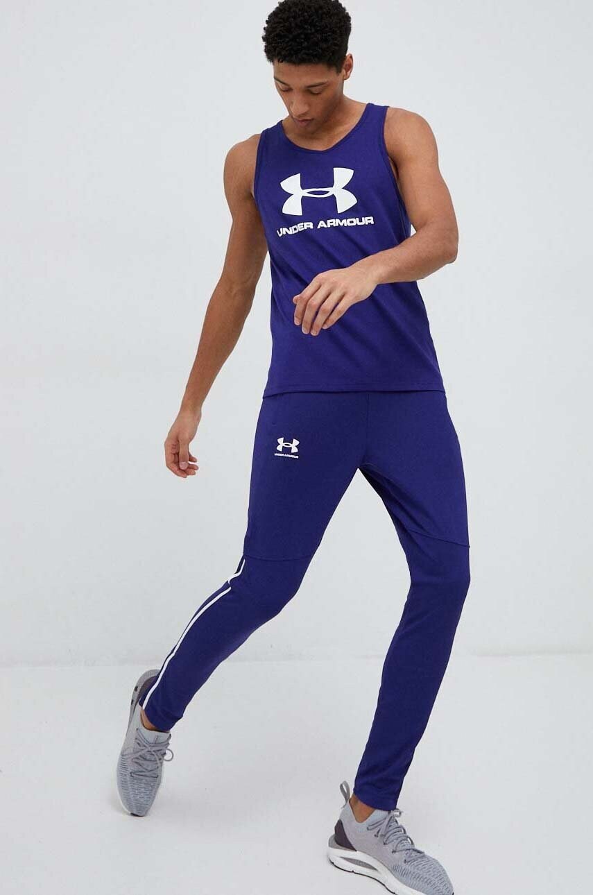 Спортивні штани Under Armour Pique колір фіолетовий однотонні