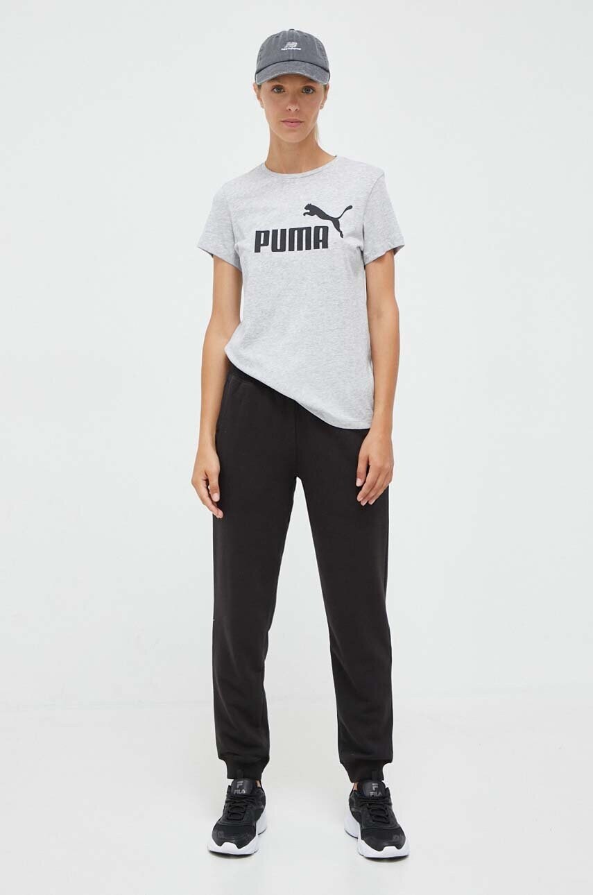 Бавовняна футболка Puma колір сірий