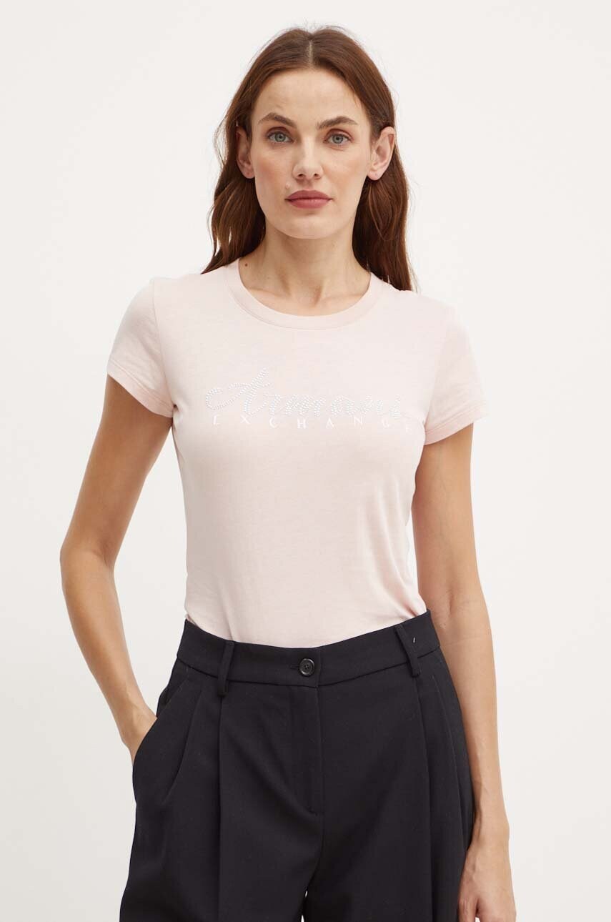 Бавовняна футболка Armani Exchange колір рожевий