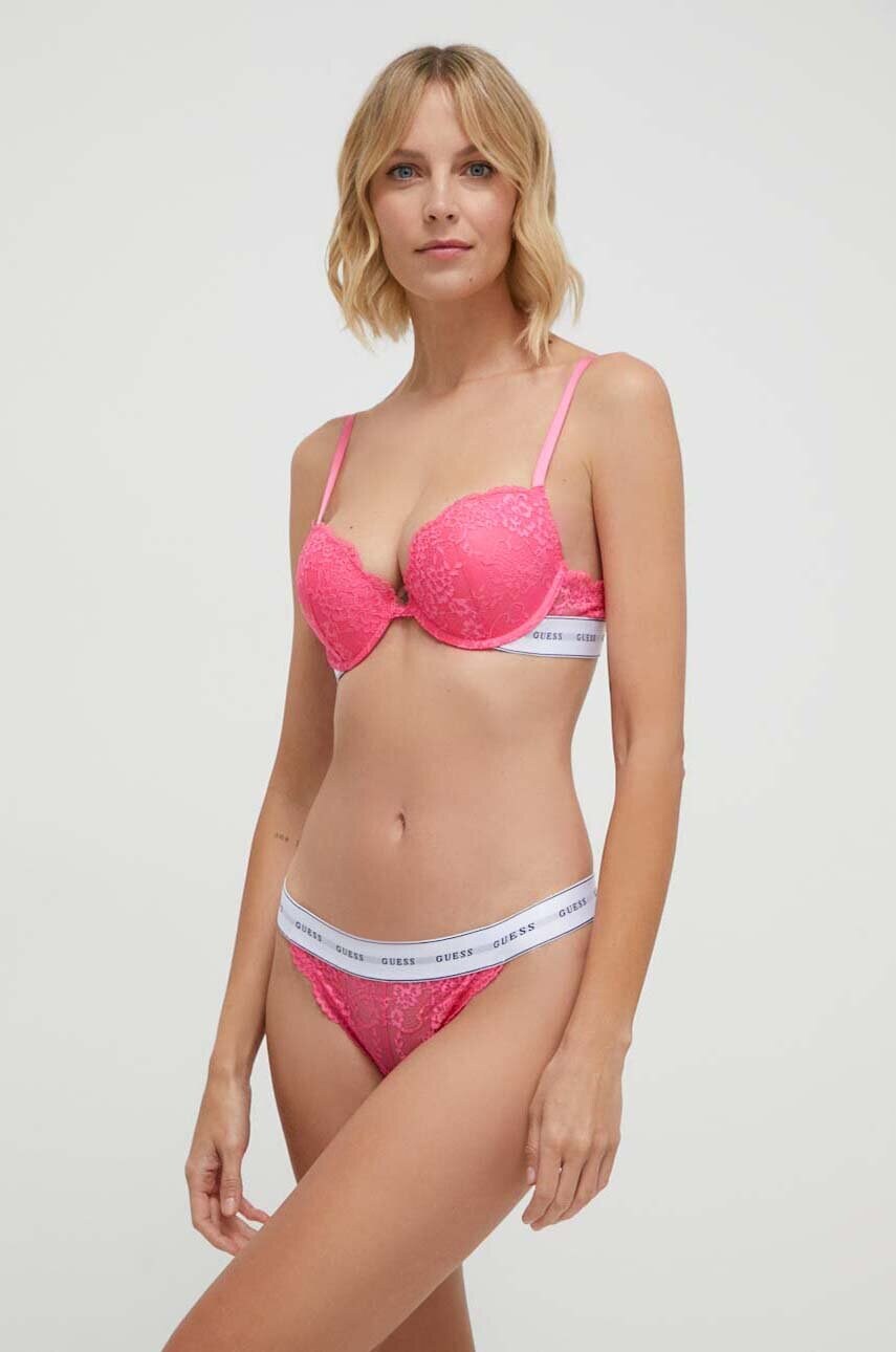 Бюстгальтер Guess колір рожевий мереживо однотонний
